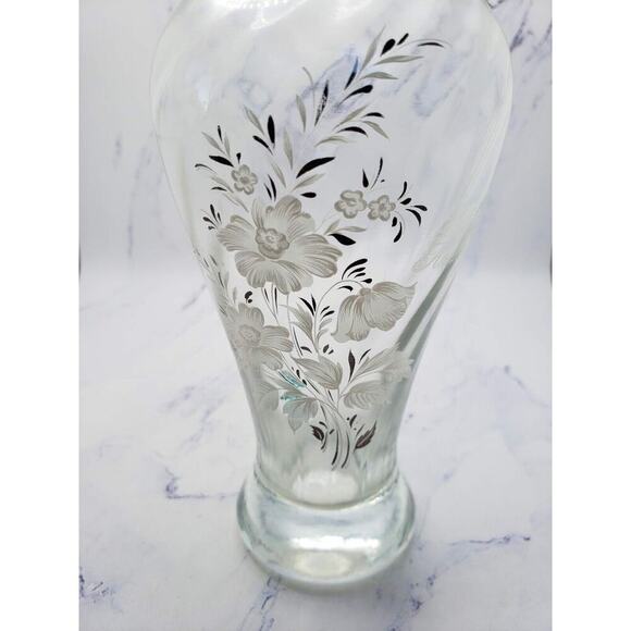 Clear Crystal Glass 25th Anniversary 8 Inch Vase With Flower Etching - Picture 5 of 7